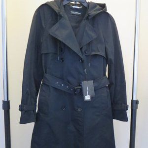 New D&G Dolce & Gabbana Black Belted Removable Hood Trench Coat IT 42 / US 6